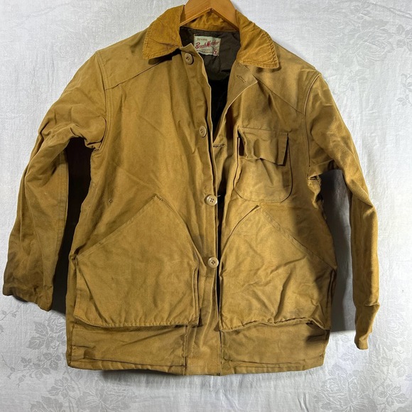 Brush Master Duck Hunting Coat Tan Custom Made Water Repelllent Corduroy Collar - Picture 2 of 14